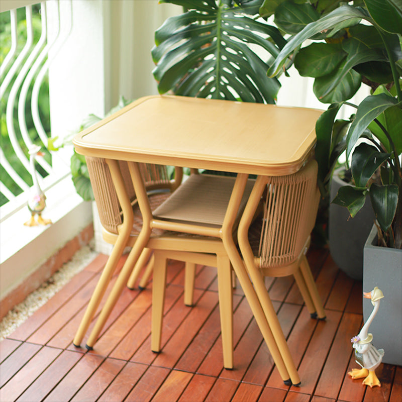 Boho Style Bistro Set 3 Pcs Glass Top Metal Frame Bistro Set