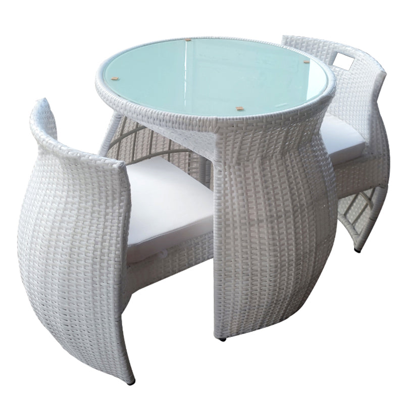 Boho Style Bistro Set 3 Pieces Round Glass Water Resistant Bistro Set