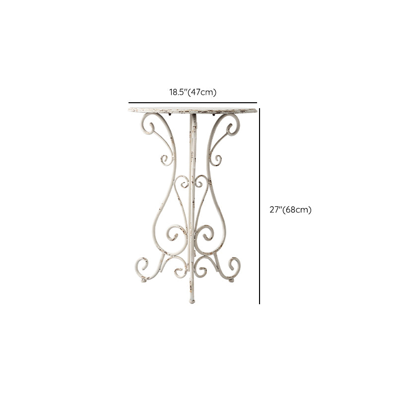 French Country Metal Side Table White Round Outdoor Patio Table