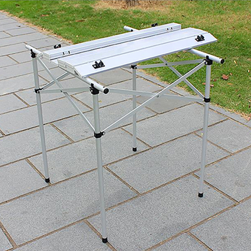 Contemporary Aluminum Frame Patio Table Square Silver Dining Table