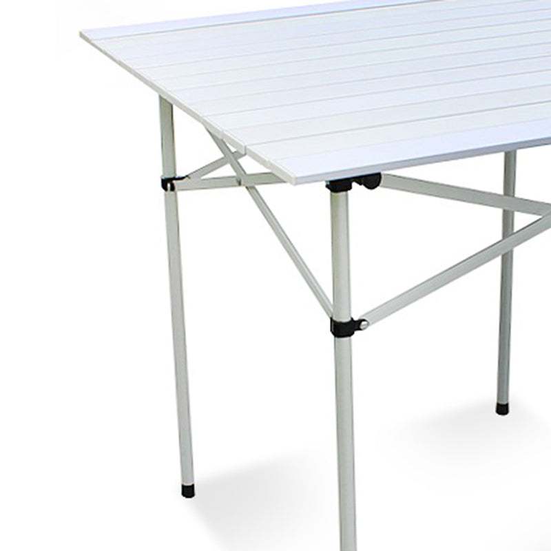 Contemporary Aluminum Frame Patio Table Square Silver Dining Table