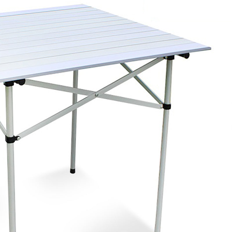 Contemporary Aluminum Frame Patio Table Square Silver Dining Table