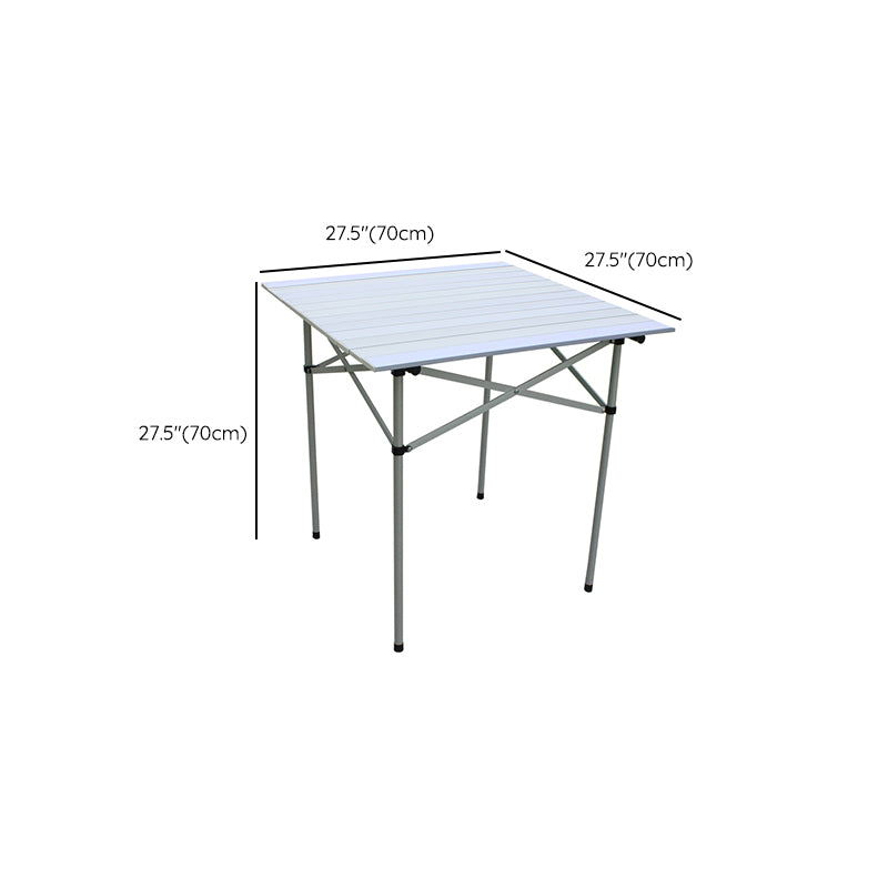 Contemporary Aluminum Frame Patio Table Square Silver Dining Table