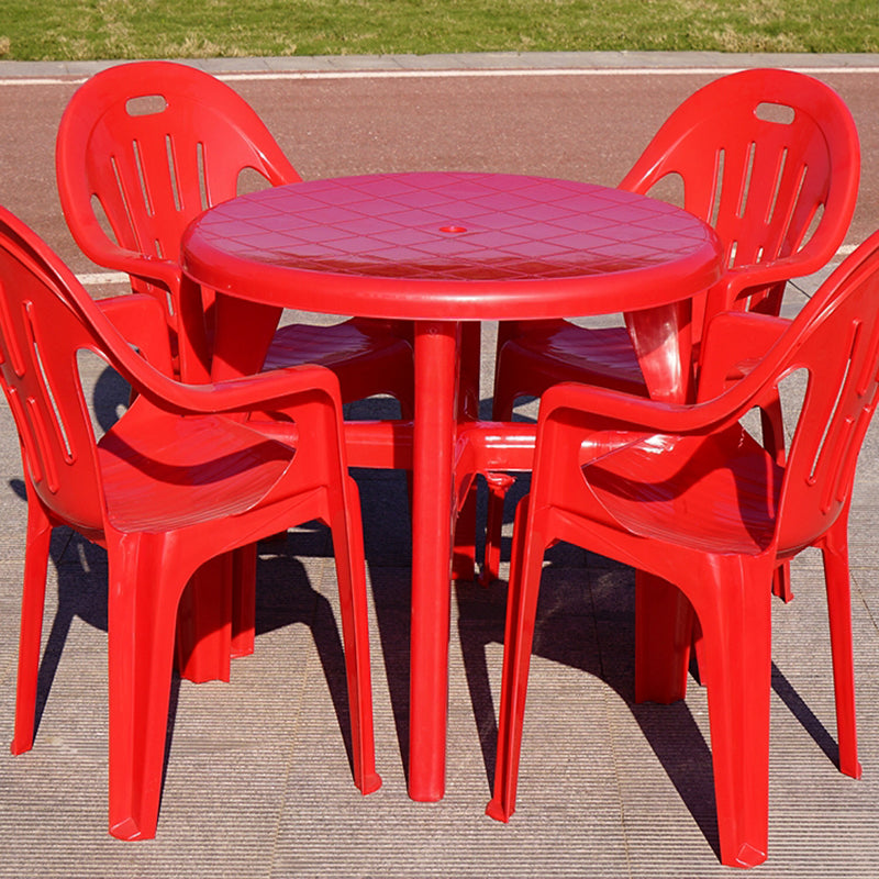 Modern Plastic Patio Table Outdoor Dining Table with Umbrella Hole