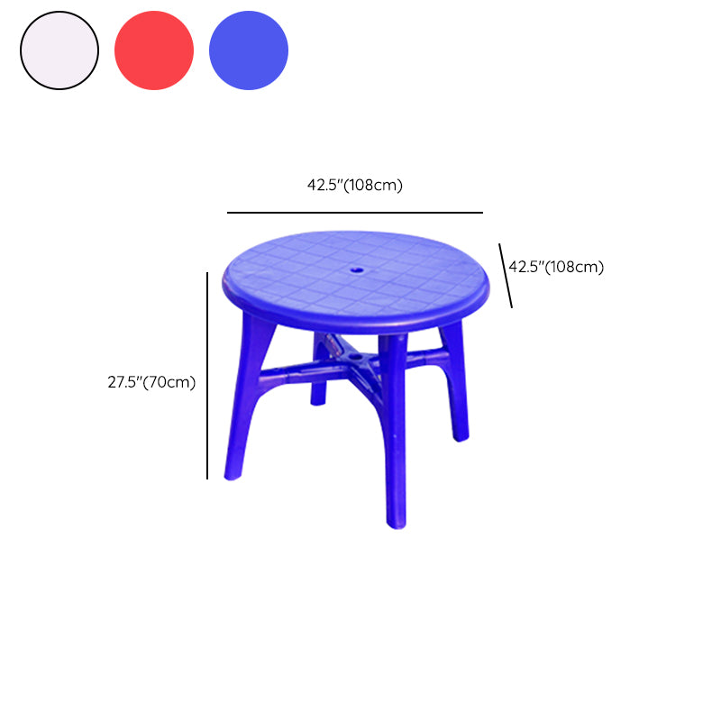 Modern Plastic Patio Table Outdoor Dining Table with Umbrella Hole