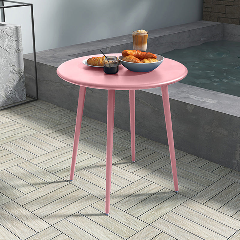 Modern Colorful Courtyard Table Circle Shape Iron Frame Outdoor Table