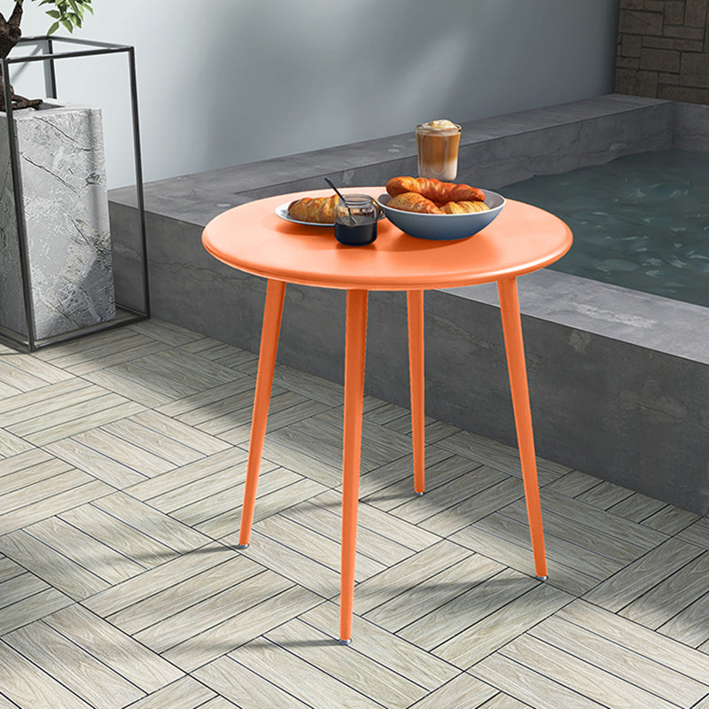 Modern Colorful Courtyard Table Circle Shape Iron Frame Outdoor Table