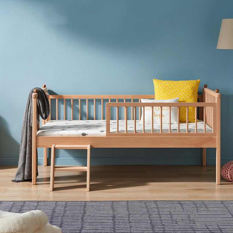 Traditional Wooden Baby Crib Solid Color Arched Crib with Guardrail