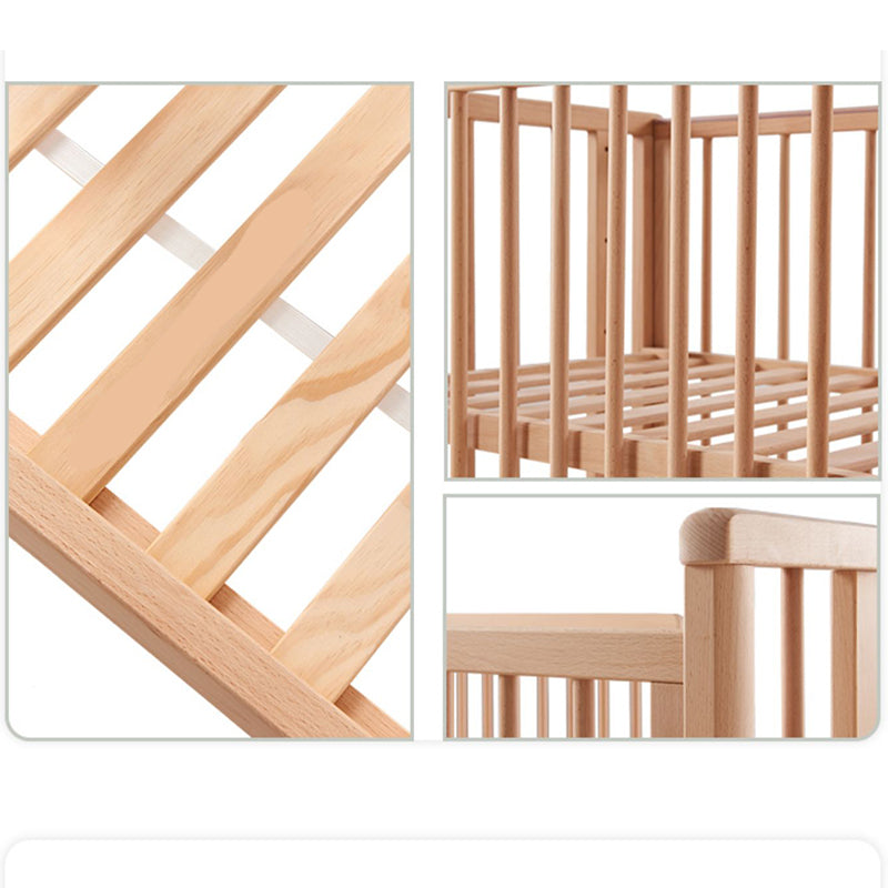 Traditional Wooden Baby Crib Solid Color Arched Crib with Guardrail