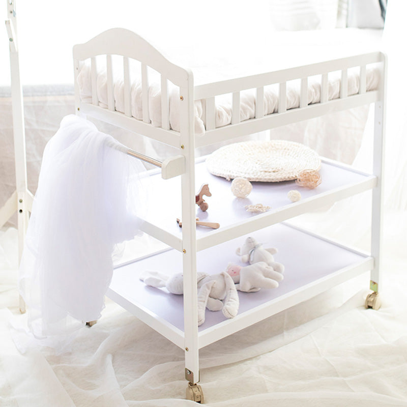 Wooden Brown Baby Crib Storage Modern Nursery Bed with Storage
