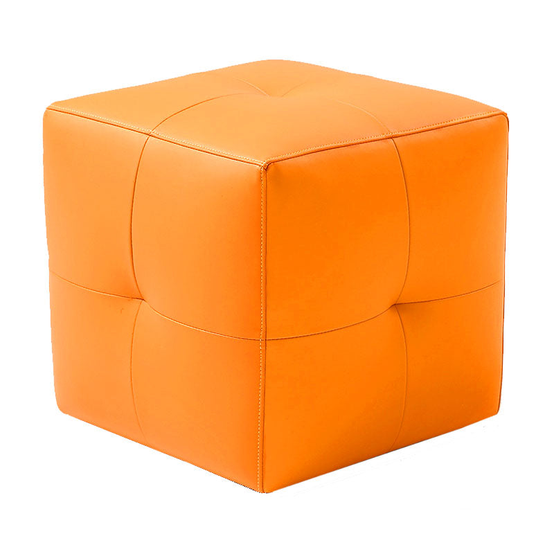 Modern Square Footstools Genuine Leather Foot Stool , 16.38" H