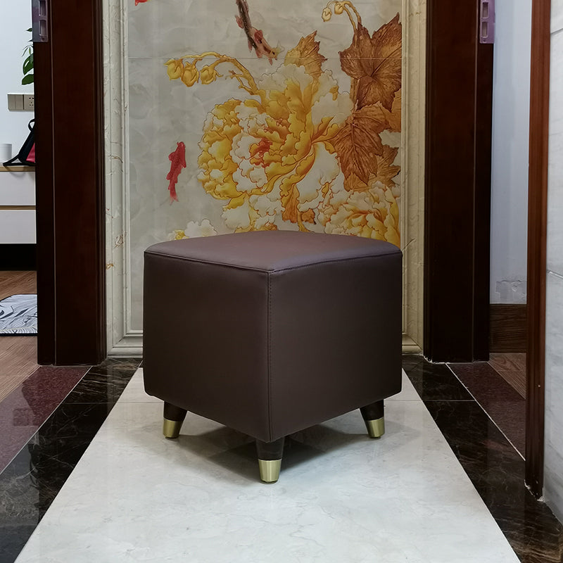 Contemporary Square Ottoman Leather Foot Stool with Legs for Home