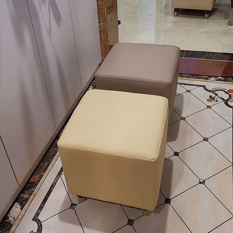 Contemporary Square Ottoman Leather Foot Stool with Legs for Home