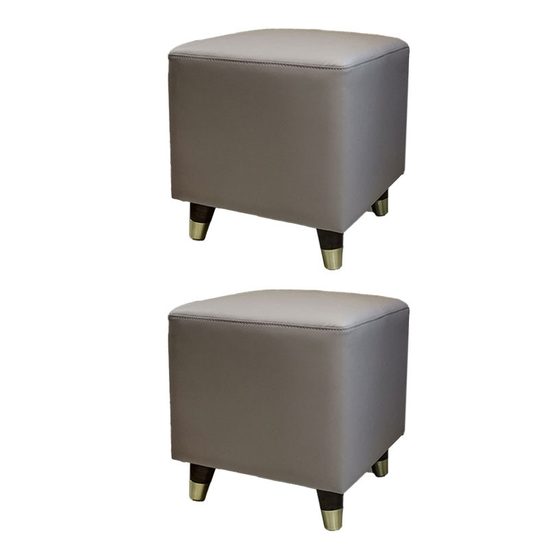 Contemporary Square Ottoman Leather Foot Stool with Legs for Home