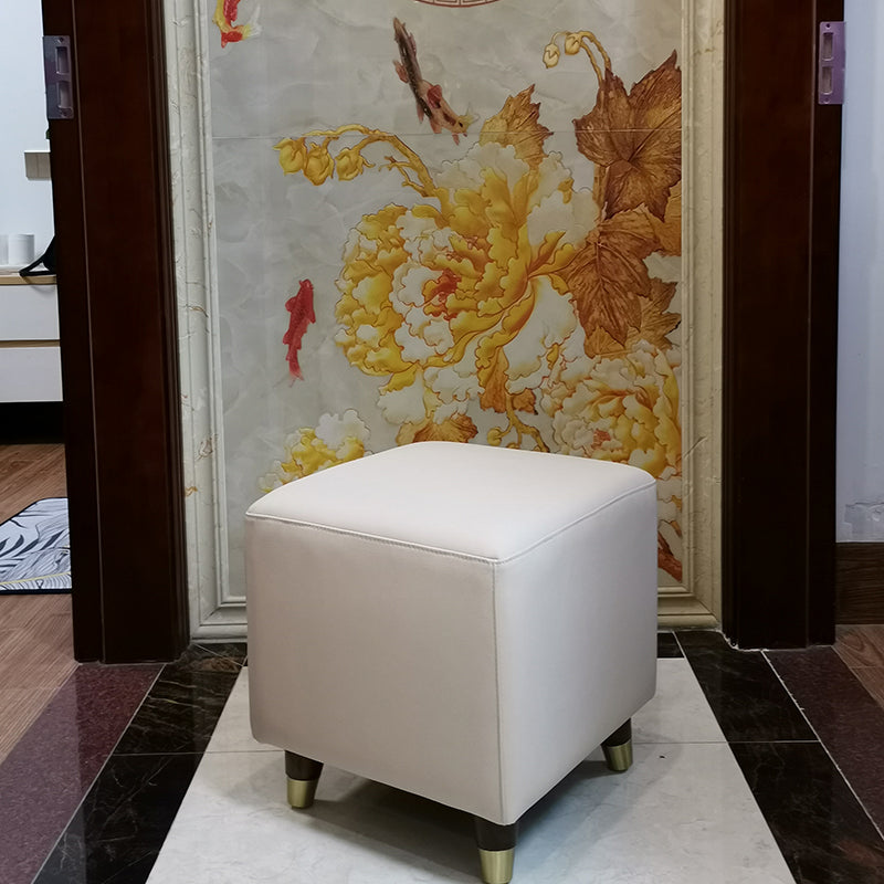 Contemporary Square Ottoman Leather Foot Stool with Legs for Home