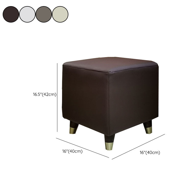 Contemporary Square Ottoman Leather Foot Stool with Legs for Home