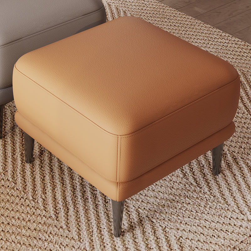 Contemporary Square Ottoman Home Leather Foot Stool with Legs