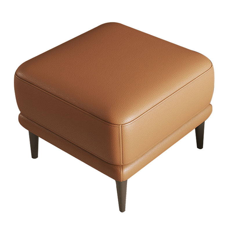 Modern Square Footstools Genuine Leather Foot Stool , 16.38 Inch Height
