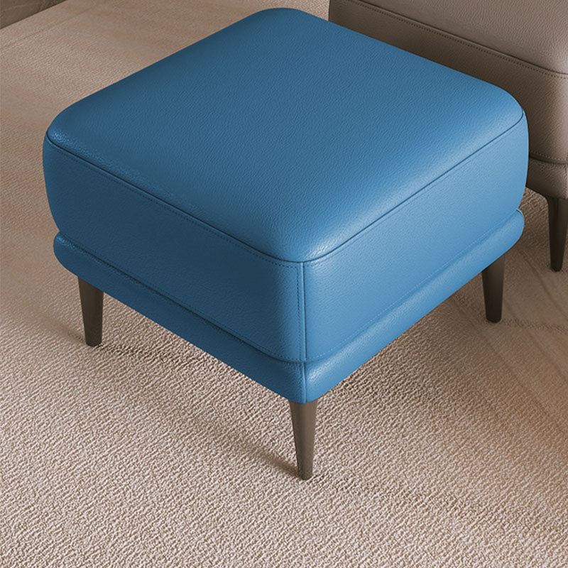 Modern Square Footstools Genuine Leather Foot Stool , 16.38 Inch Height