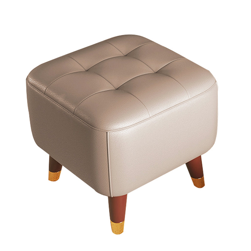 Square Footstools Modern Genuine Leather Foot Stool , 15.6" H