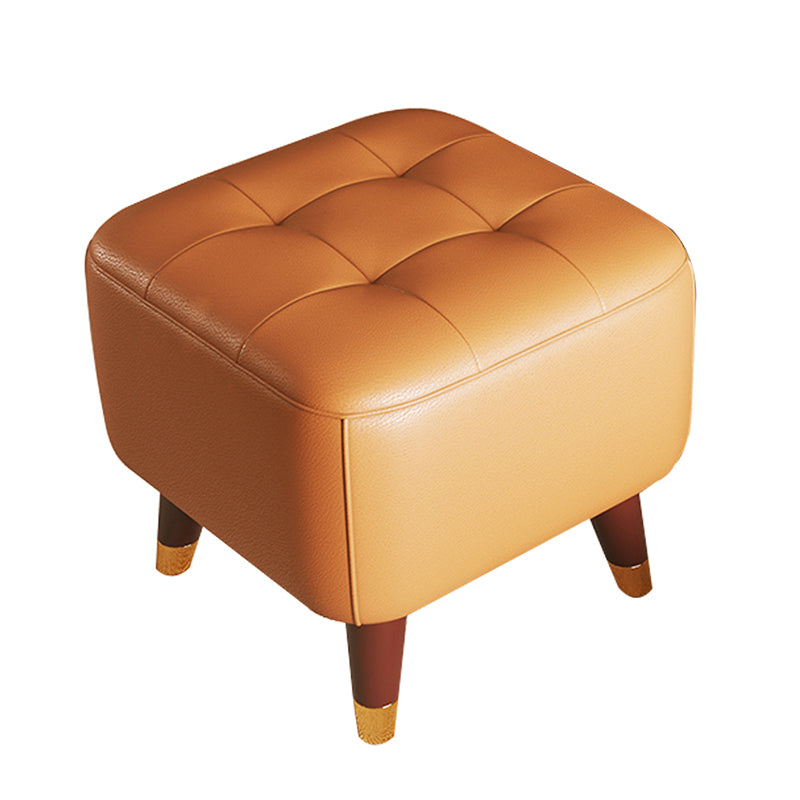 Square Footstools Modern Genuine Leather Foot Stool , 15.6" H