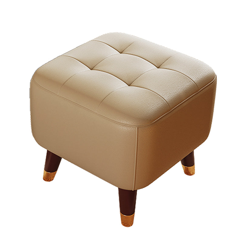 Square Footstools Modern Genuine Leather Foot Stool , 15.6" H