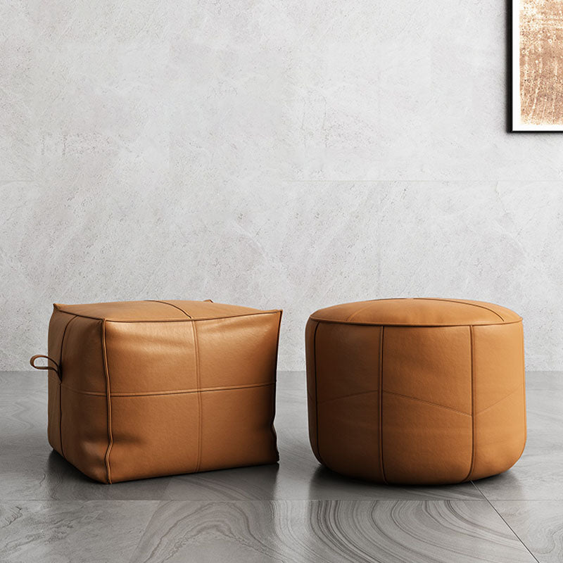 Contemporary Home Square Ottoman Leather Foot Stool without Legs