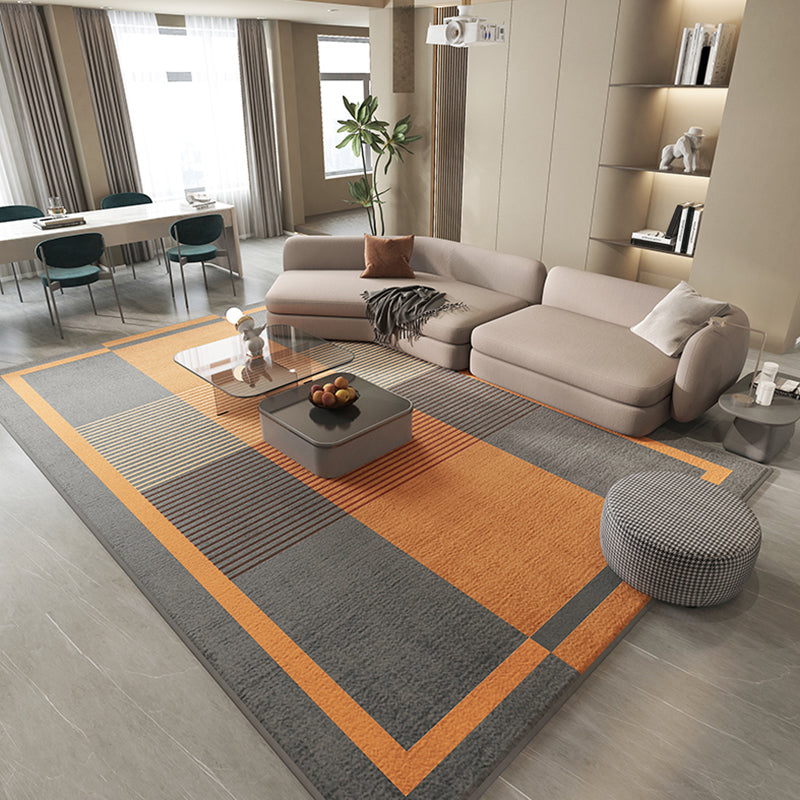 Rectangle Indoor Rug Contemporary Color Block Area Rug Non-Slip Backing Living Room Rug