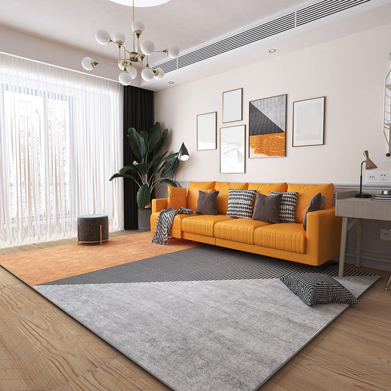 Rectangle Indoor Rug Contemporary Color Block Area Rug Non-Slip Backing Living Room Rug