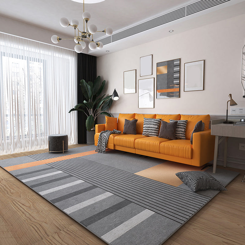 Rectangle Indoor Rug Contemporary Color Block Area Rug Non-Slip Backing Living Room Rug