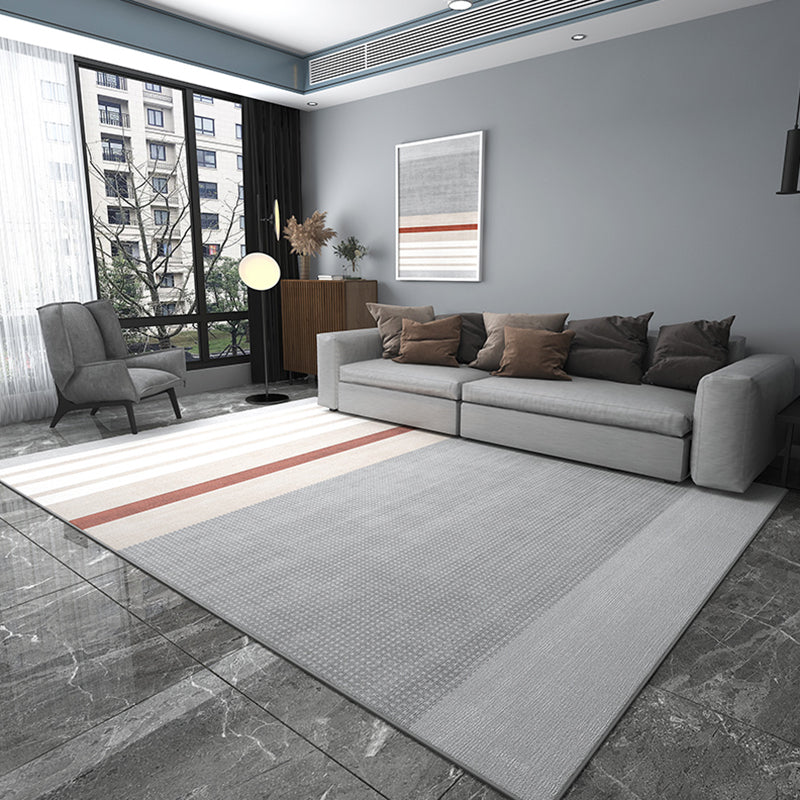 Rectangle Indoor Rug Contemporary Color Block Area Rug Non-Slip Backing Living Room Rug