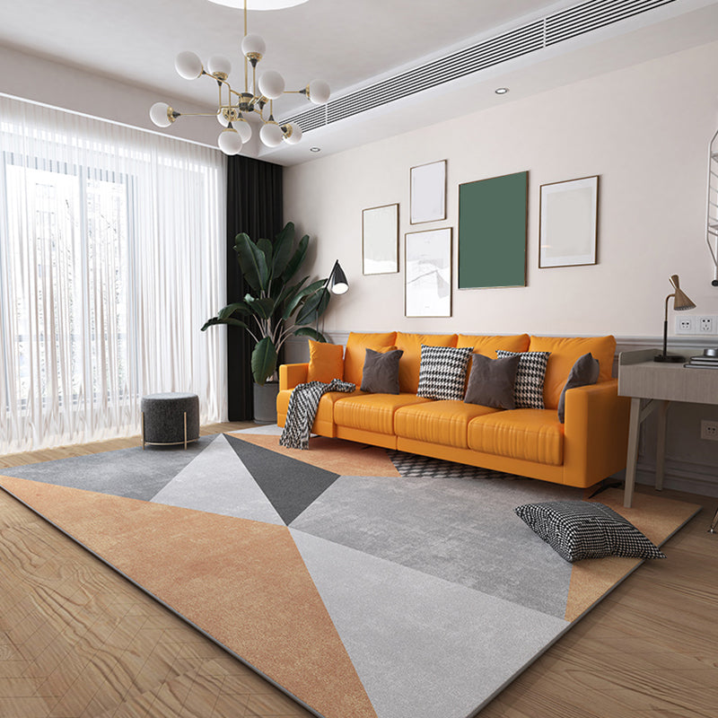 Rectangle Indoor Rug Contemporary Color Block Area Rug Non-Slip Backing Living Room Rug