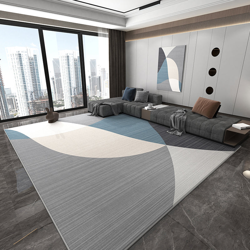 Rectangle Indoor Rug Contemporary Color Block Area Rug Non-Slip Backing Living Room Rug