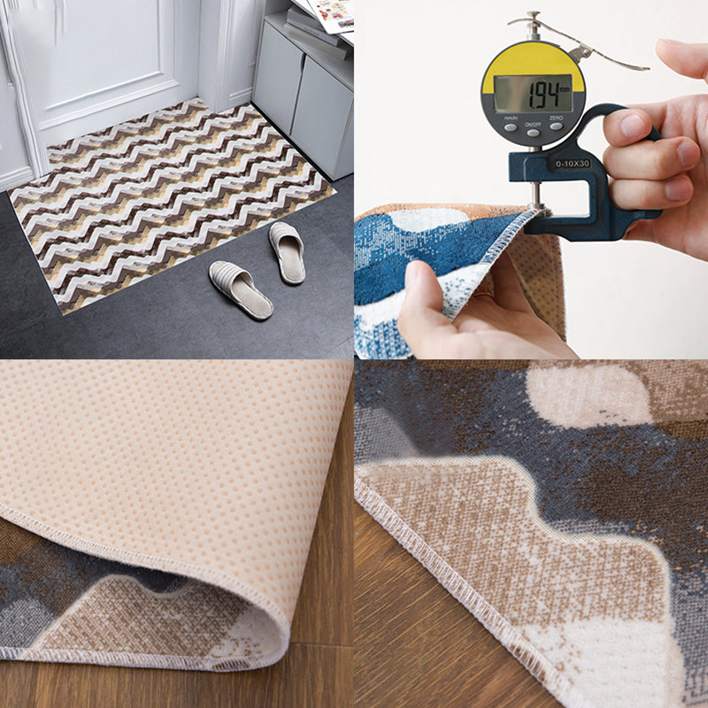 Boho-Chic Area Rug Polyster Rectangle Rug Wavy Pattern Adults Indoor Rug Wavy Pattern