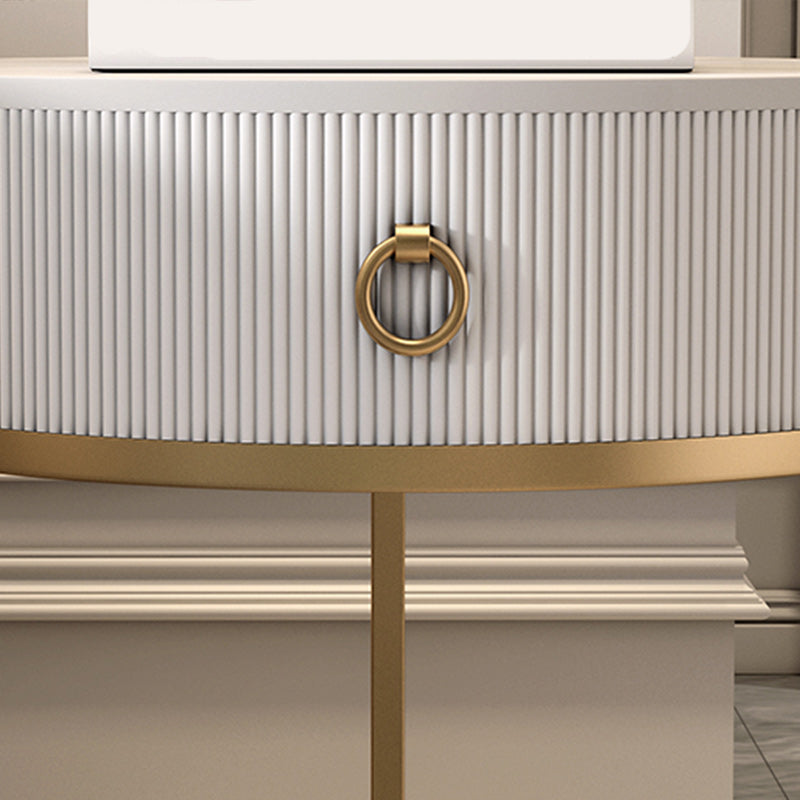 Frame Glam Style Side Table 22.83" Tall Stone Top Side Table with Storage