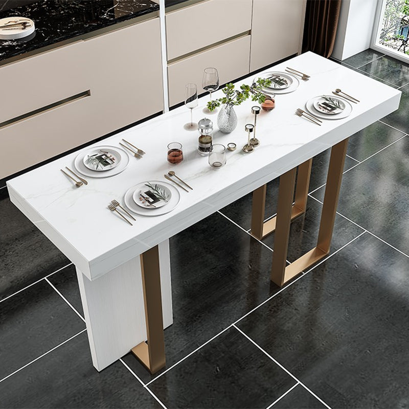 Modern Style Bar Table Set 1/2/5 Pcs Faux Marble Rectangular Bar Set for Indoor