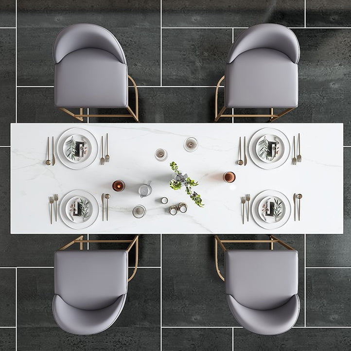 Modern Style Bar Table Set 1/2/5 Pcs Faux Marble Rectangular Bar Set for Indoor