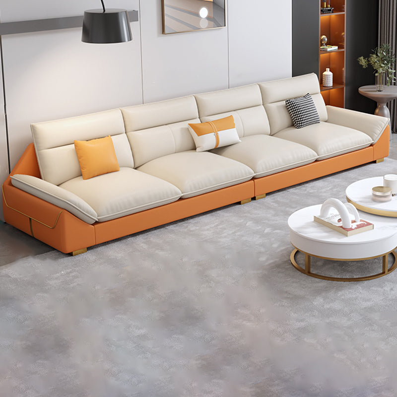 Orange Sectional Sofa 35.43" Tall Faux leather Modular Sofa with Removable Cushions