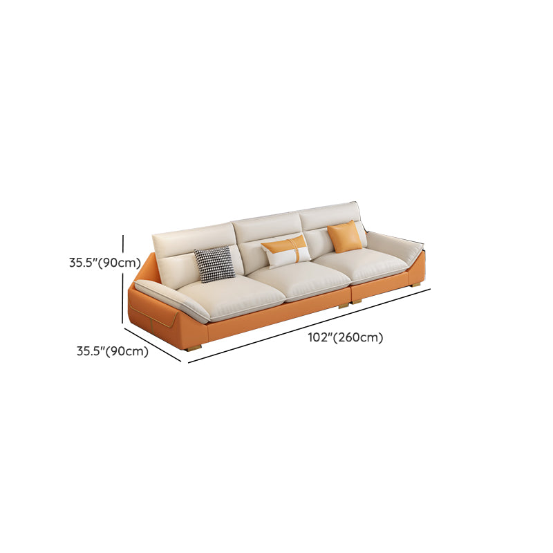 Orange Sectional Sofa 35.43" Tall Faux leather Modular Sofa with Removable Cushions