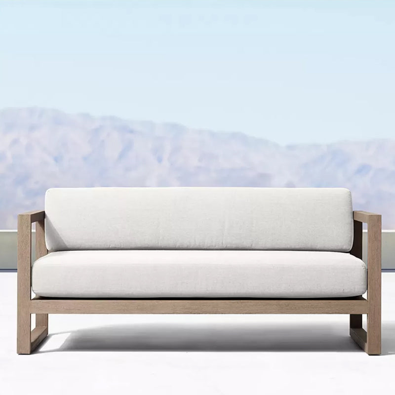 Wood Outdoor Patio Sofa Teak Water Resistant Patio Sofa with Cushions