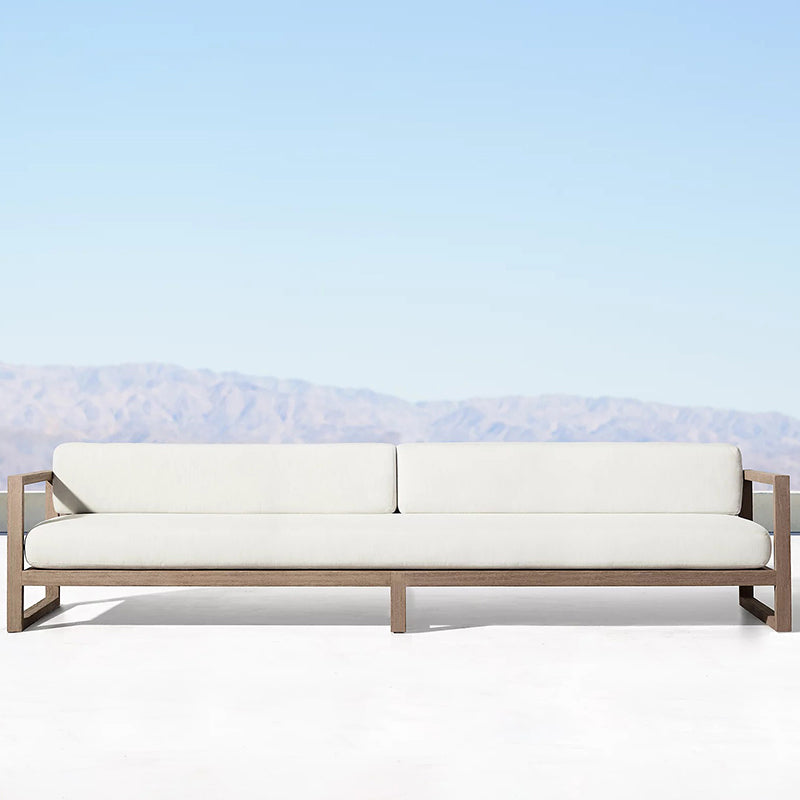 Wood Outdoor Patio Sofa Teak Water Resistant Patio Sofa with Cushions