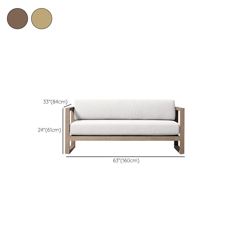 Wood Outdoor Patio Sofa Teak Water Resistant Patio Sofa with Cushions
