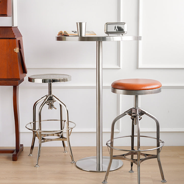 Industrial Metal Legs Bar Stools Indoor Faux Leather Counter Chair