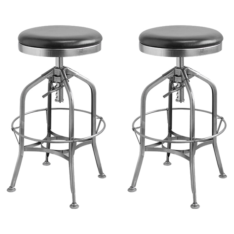 Industrial Metal Legs Bar Stools Indoor Faux Leather Counter Chair