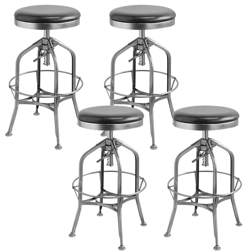 Industrial Metal Legs Bar Stools Indoor Faux Leather Counter Chair