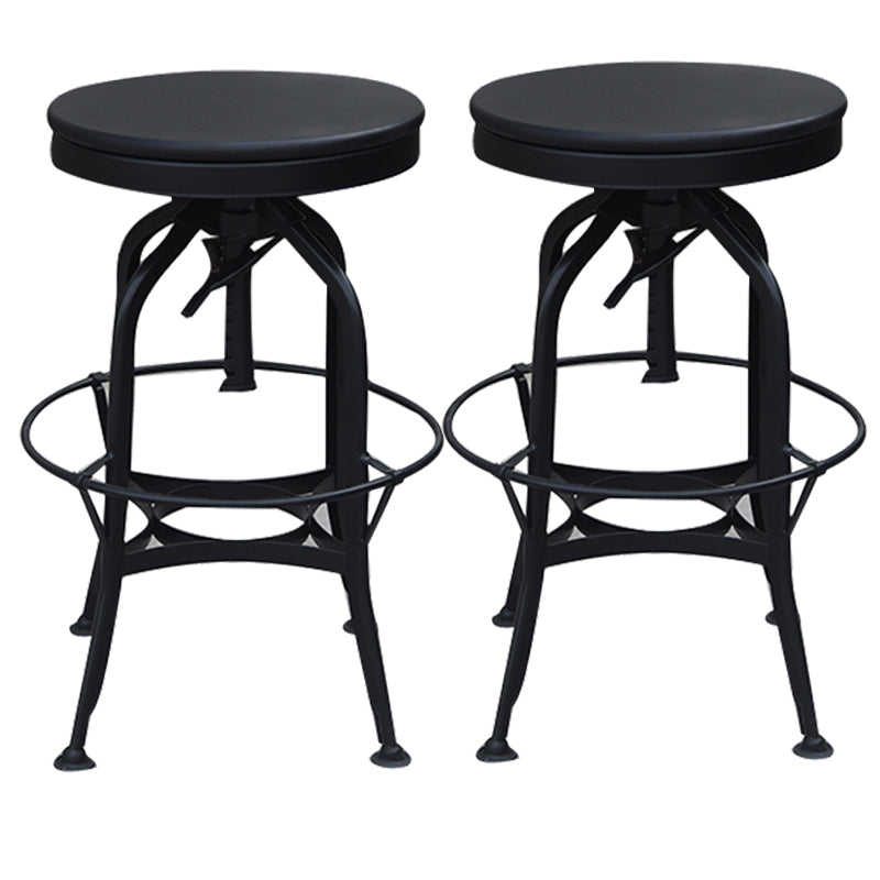 Industrial Metal Legs Bar Stools Indoor Faux Leather Counter Chair