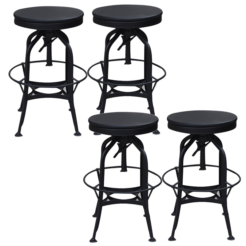 Industrial Metal Legs Bar Stools Indoor Faux Leather Counter Chair