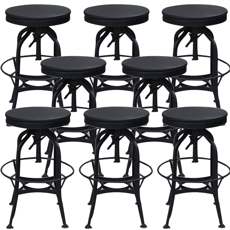 Industrial Metal Legs Bar Stools Indoor Faux Leather Counter Chair