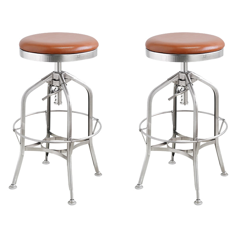 Industrial Metal Legs Bar Stools Indoor Faux Leather Counter Chair