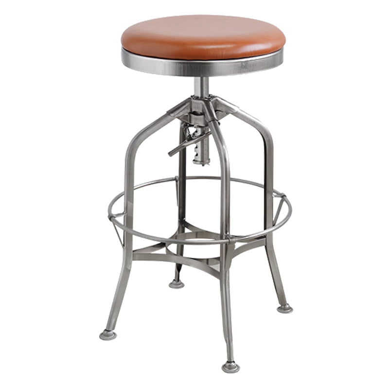 Industrial Metal Legs Bar Stools Indoor Faux Leather Counter Chair